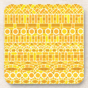 Tribal Batik - mustard gold and orange Coaster