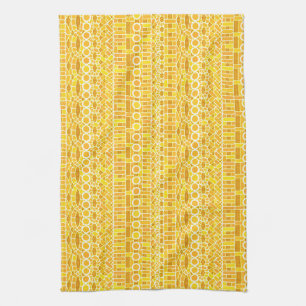 Tribal Batik - mustard gold and orange Tea Towel
