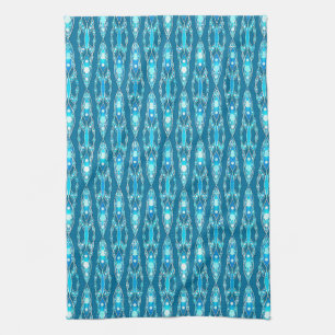 Tribal Batik - Ocean Blue and Aqua Tea Towel