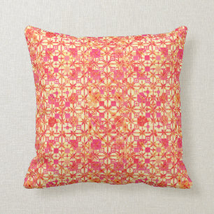 Tribal Batik - orange, coral pink and fuchsia Cushion