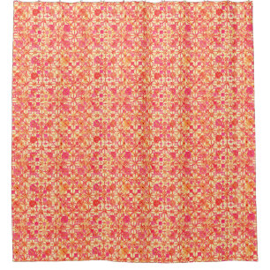 Tribal Batik - orange, coral pink and fuchsia Shower Curtain