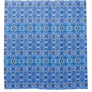 Tribal Batik Pattern in Indigo Blue and White Shower Curtain