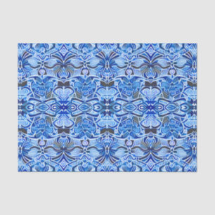 Tribal Batik Pattern in Indigo Blue and White Tissue Paper