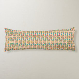 Tribal Batik - Peach Pink and Turquoise Body Cushion