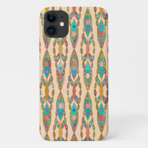 Tribal Batik - Peach Pink and Turquoise iPhone 11 Case