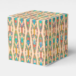 Tribal Batik - Peach Pink and Turquoise Favour Box