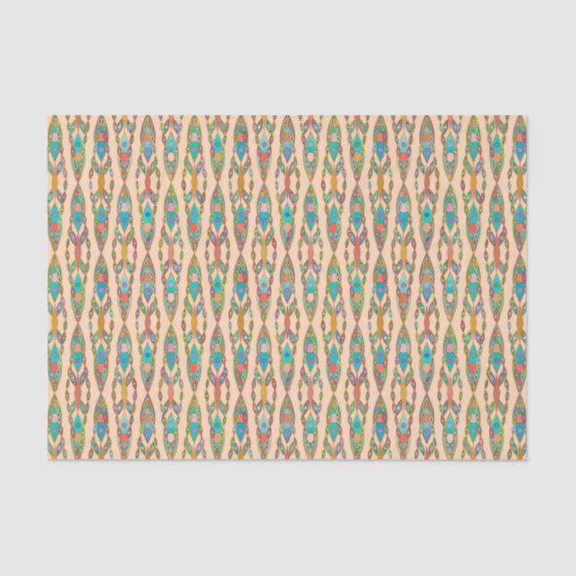 Tribal Batik - Peach Pink and Turquoise Tissue Paper (Front)