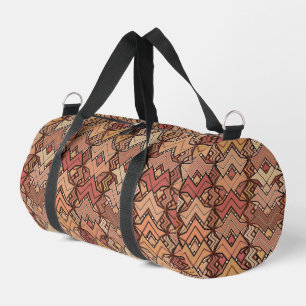 Tribal Batik Print, Brown, Rust and Earth Tones Duffle Bag