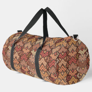 Tribal Batik Print, Brown, Rust and Earth Tones Duffle Bag