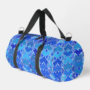 Tribal Batik Print, Cobalt and Cerulean Blue Duffle Bag