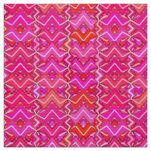 Tribal Batik Print, Fuchsia, Coral Pink, and Red Fabric