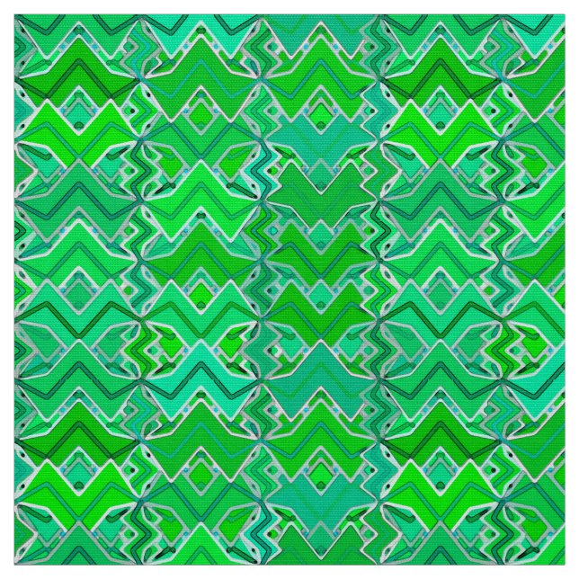 Tribal Batik Print, Jade Green and Lime Green Fabric (Swatch)