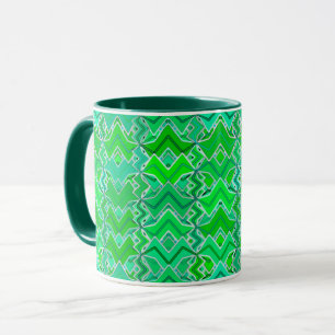Tribal Batik Print, Jade Green and Lime Green  Mug