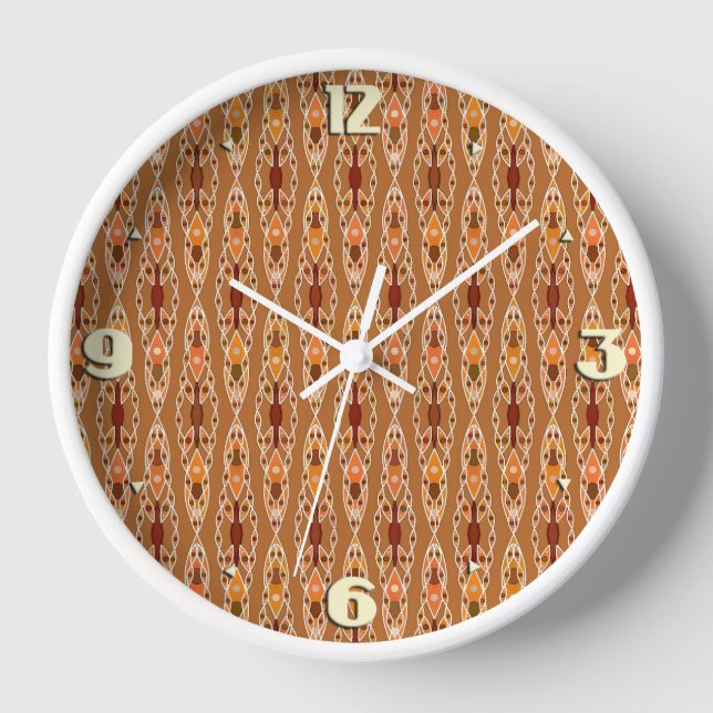 Tribal Batik - Rust, Terracotta and Beige Clock (Front)