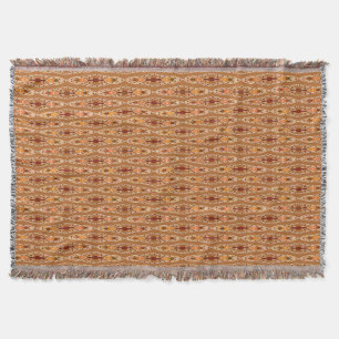 Tribal Batik - Rust, Terracotta and Beige Throw Blanket