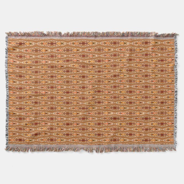 Tribal Batik - Rust, Terracotta and Beige Throw Blanket (Front)