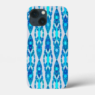 Tribal Batik - Sapphire Blue and Silver Grey iPhone 13 Mini Case
