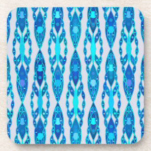 Tribal Batik - Sapphire Blue and Silver Grey Coaster