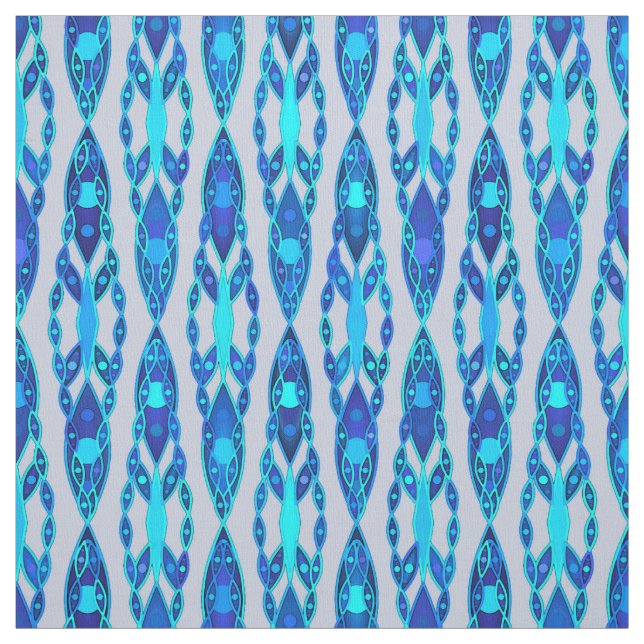 Tribal Batik - Sapphire Blue and Silver Grey Fabric (Swatch)