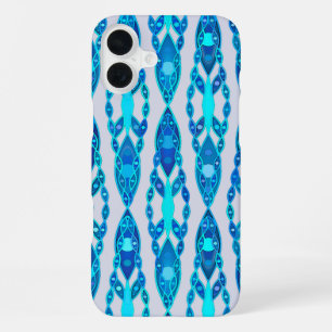 Tribal Batik - Sapphire Blue and Silver Grey iPhone Case