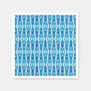 Tribal Batik - Sapphire Blue and Silver Grey Napkin