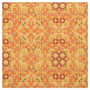 Tribal Batik - shades of amber and brown Fabric