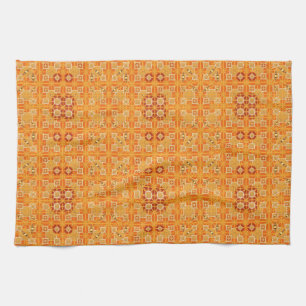 Tribal Batik - shades of amber and brown Tea Towel