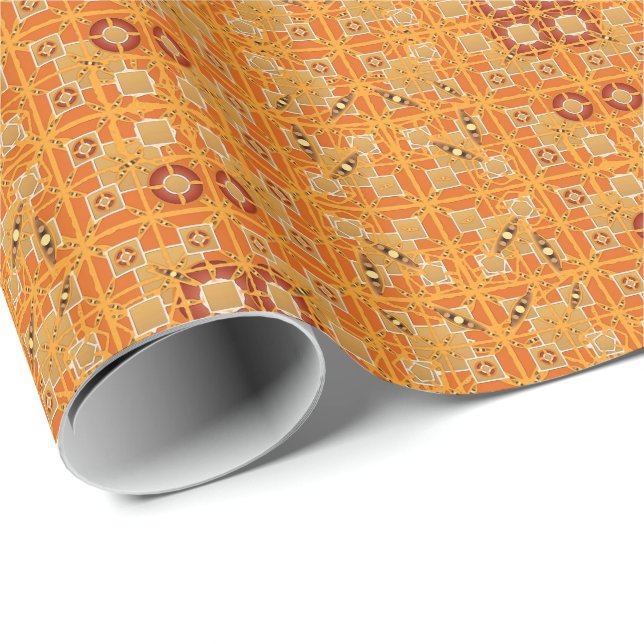 Tribal Batik - shades of amber and brown Wrapping Paper (Roll Corner)