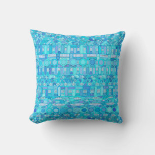 Tribal Batik - shades of blue Cushion