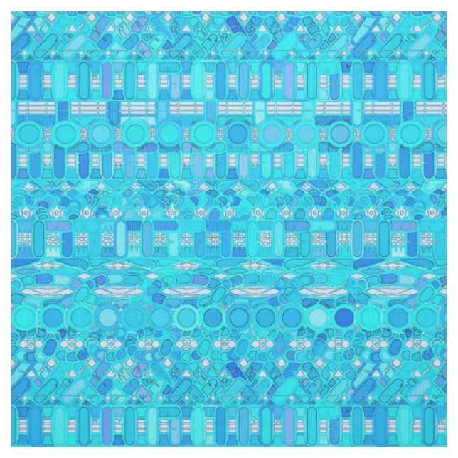 Tribal Batik - shades of blue Fabric (Swatch)