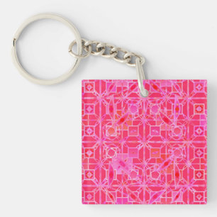 Tribal Batik - shades of fuchsia pink Key Ring