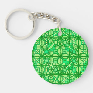 Tribal Batik - shades of green Key Ring