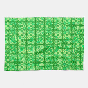 Tribal Batik - shades of green Tea Towel