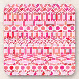Tribal Batik - shades of pink and coral Coaster