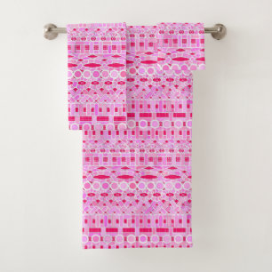 Tribal Batik - shades of pink Bath Towel Set