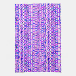 Tribal Batik - shades of violet purple Tea Towel