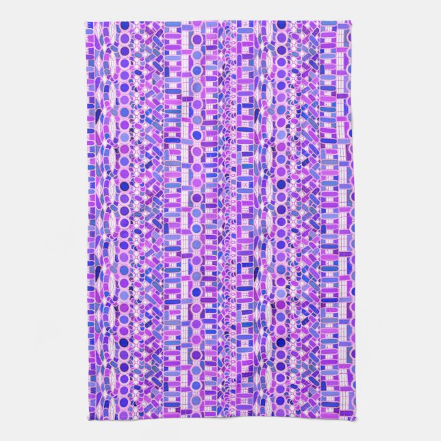 Tribal Batik - shades of violet purple Tea Towel (Vertical)