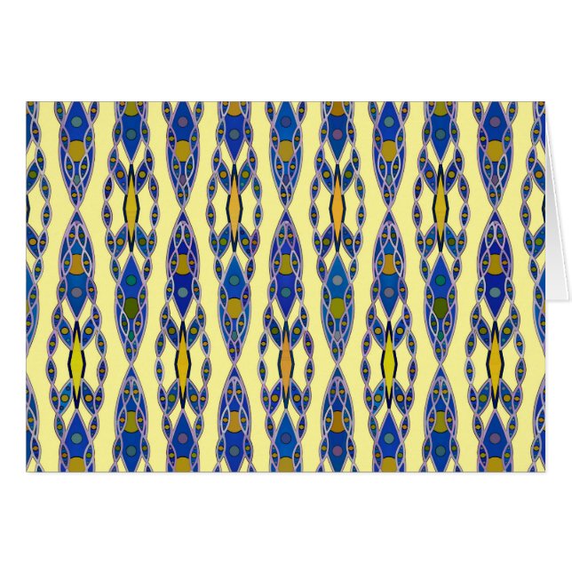 Tribal Batik - Steel Blue, Grey and Yellow (Front Horizontal)
