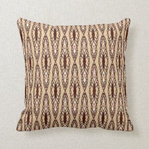 Tribal Batik - Tan, Dark Brown and Cream Cushion