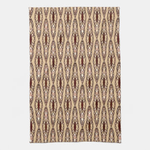 Tribal Batik - Tan, Dark Brown and Cream Tea Towel