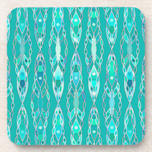 Tribal Batik - Turquoise and Aquamarine Coaster