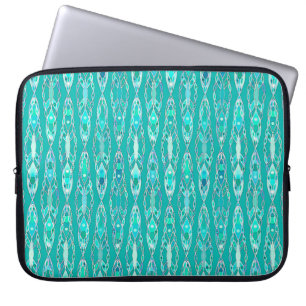 Tribal Batik - Turquoise and Aquamarine Laptop Sleeve