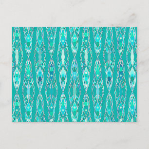 Tribal Batik - Turquoise and Aquamarine Postcard