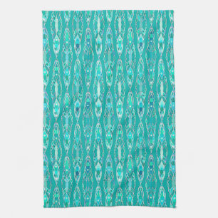 Tribal Batik - Turquoise and Aquamarine Tea Towel