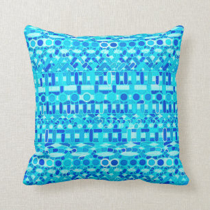 Tribal Batik - turquoise, aqua and cobalt blue Cushion