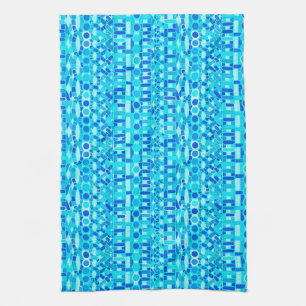Tribal Batik - turquoise, aqua and cobalt blue Tea Towel