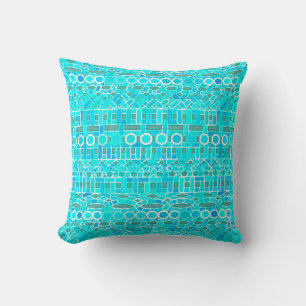 Tribal Batik - turquoise, aqua and grey Cushion