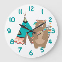 Tribal Bear and Tipi Teal Number