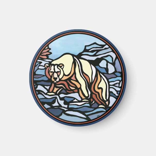 Tribal Bear Art Fridge Magnet Wildlife Art Magnets (Front)