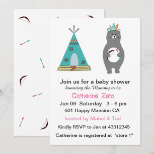 Tribal Bear Baby Shower Card